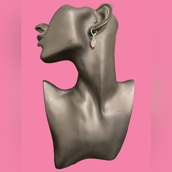 Light Pink Stone Dangle Earrings - Picture 2 of 3